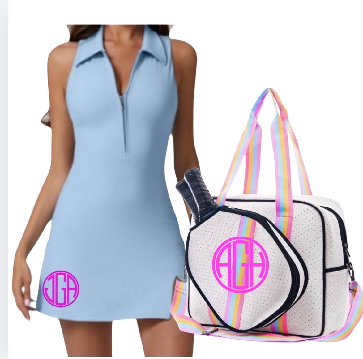 MONOGRAM PICKLEBALL ZIP FRONT POLO COLLAR DRESS