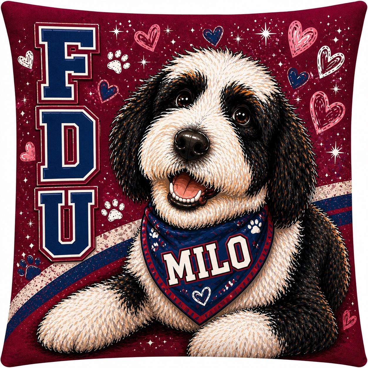 Dog/Cat/PetPortrait Pillow | Dog Face Square Pillow