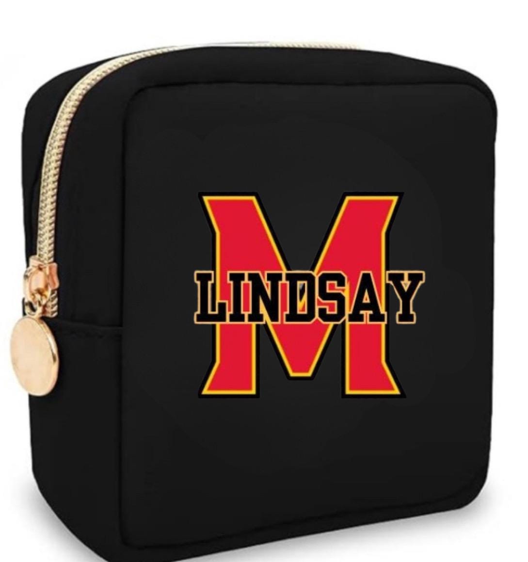 PERSONALIZED COLLEGE LOGO OR MONOGRAM MINI COSMETIC CASE