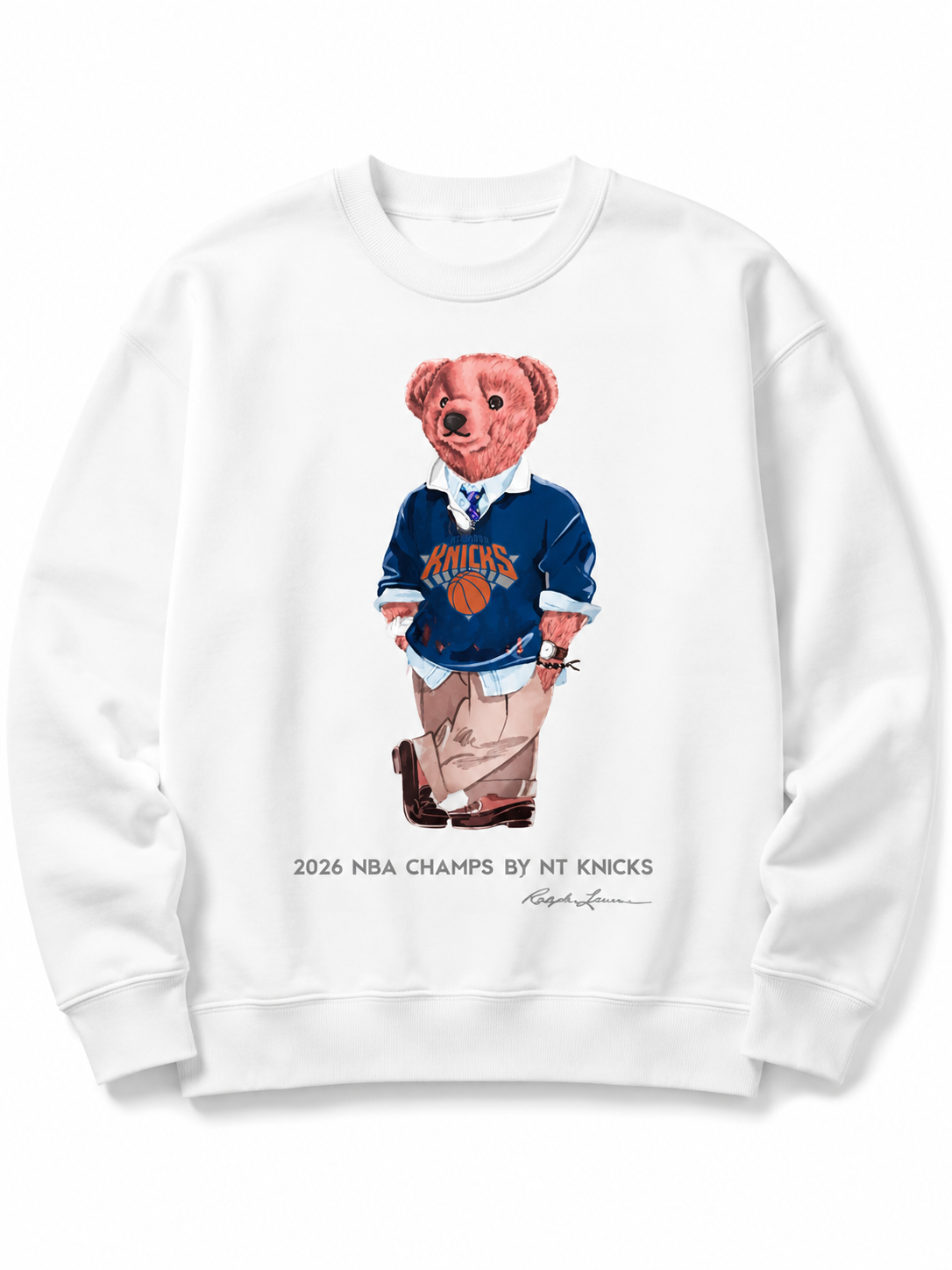 Knicks or any team  BEAR SWEATSHIRT OR tank top or tee adults. Kids, infants