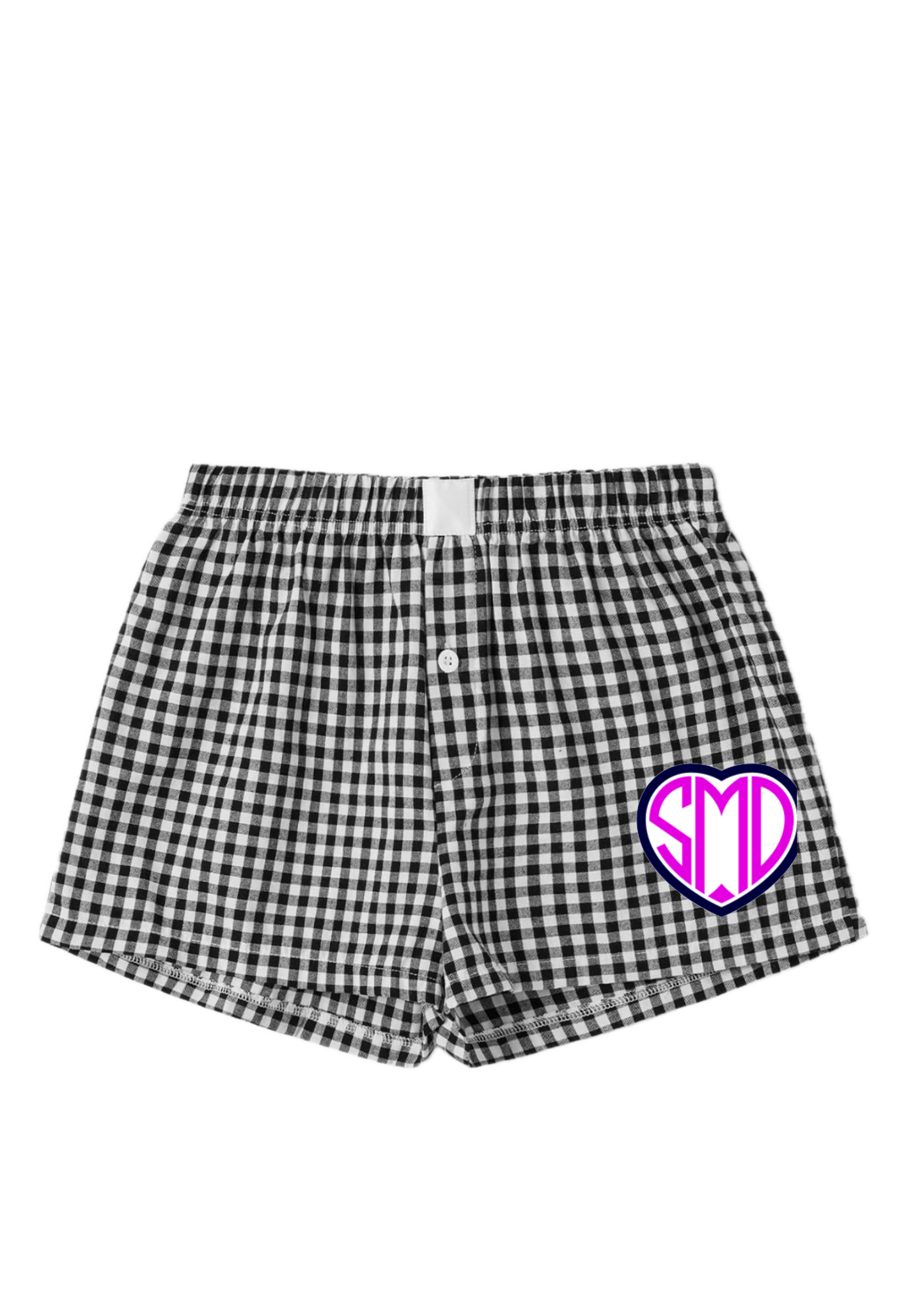 GINGHAM BOXER SHORTS COLLEGE TEAM CAMP CUSTOMIZABLE