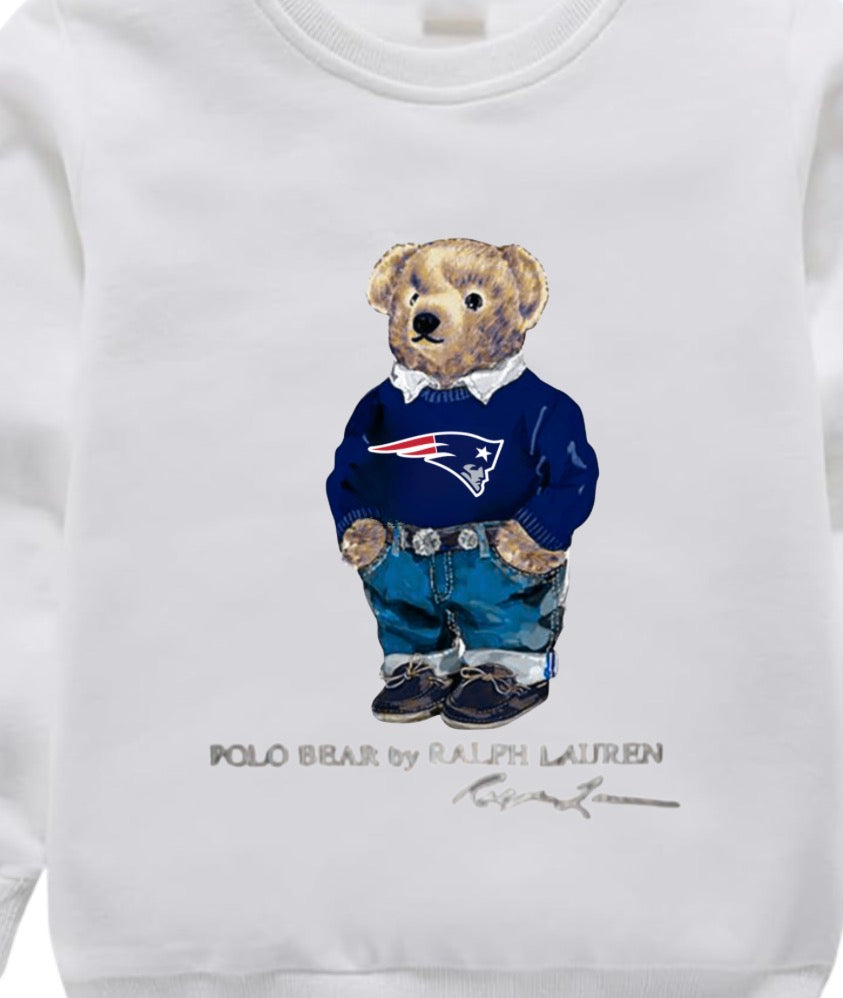 CUSTOM COLLEGE POLO BEAR SWEATSHIRT OR TEE