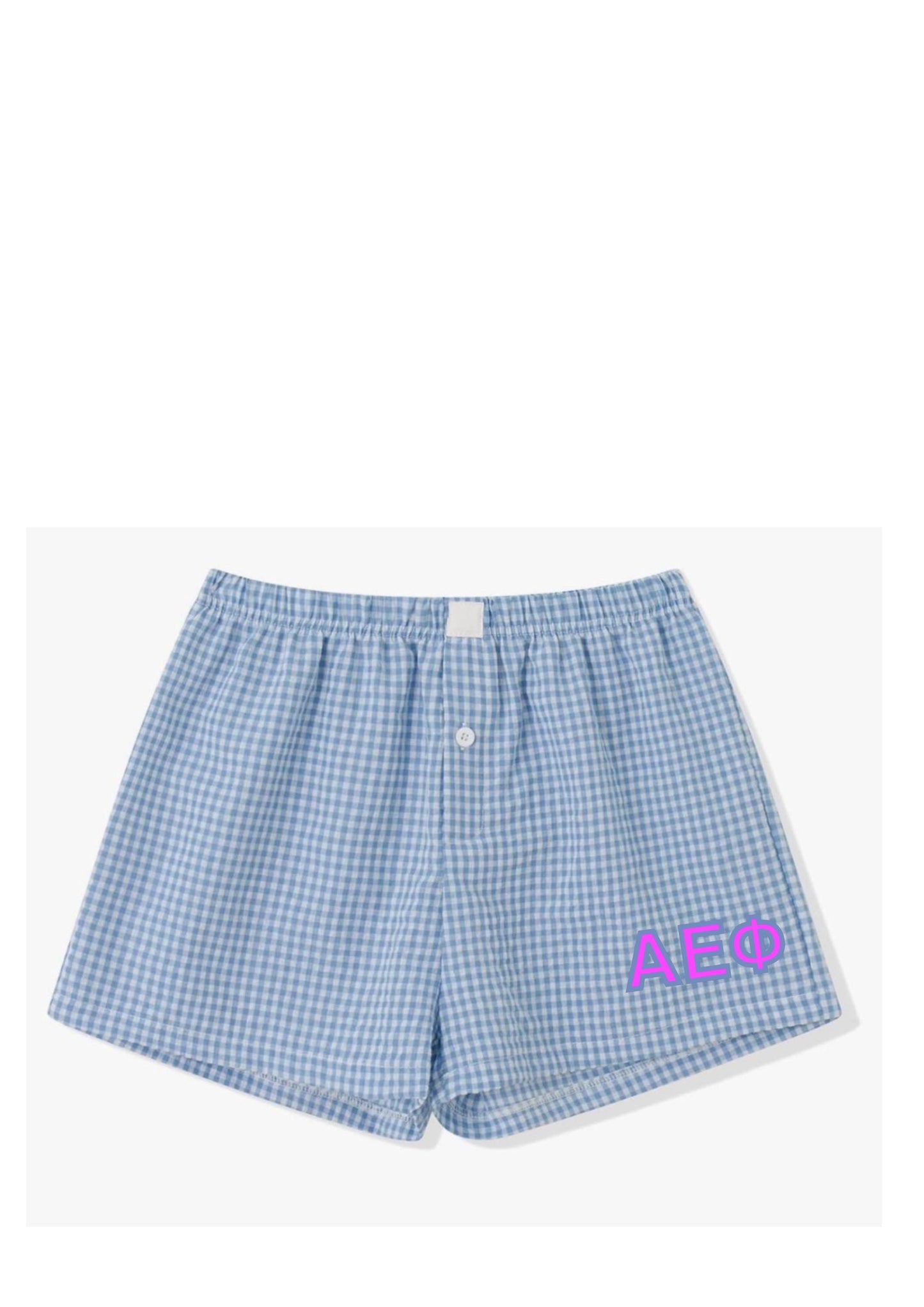 GINGHAM BOXER SHORTS COLLEGE TEAM CAMP CUSTOMIZABLE
