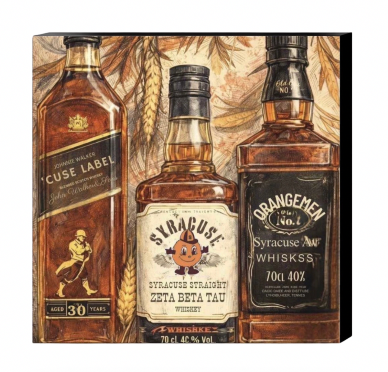 Bourbon Whiskey Artwork Mixed Media College PRINT on paper / Dorm Decor and Graduation Gift