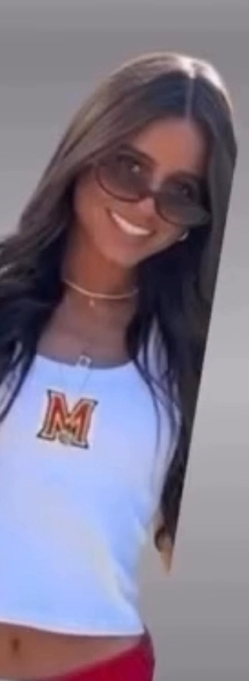 Embroidered College Cropped Tank or spaghetti tank