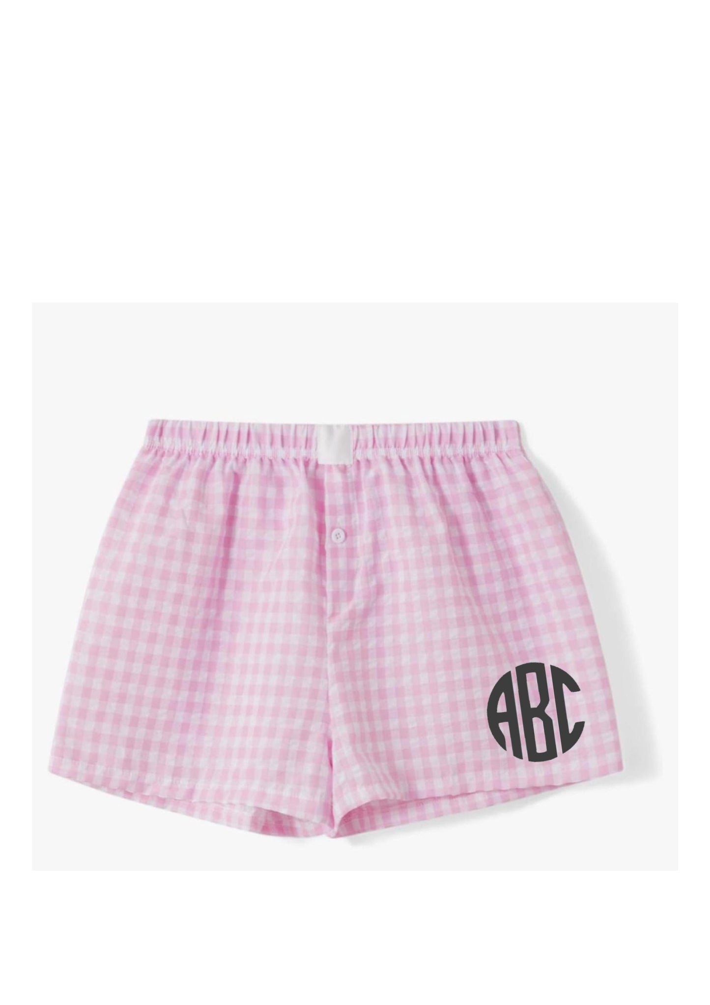GINGHAM BOXER SHORTS COLLEGE TEAM CAMP CUSTOMIZABLE