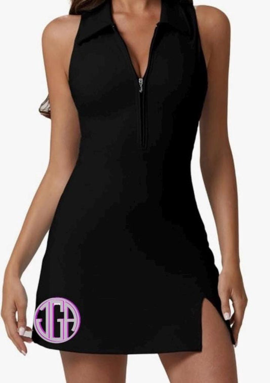MONOGRAM PICKLEBALL ZIP FRONT POLO COLLAR DRESS