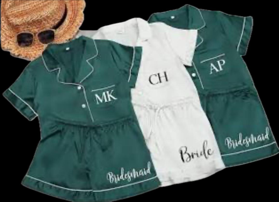 Bride’s 2pc Pajama Short Set for Bridal Party – Custom Bride & Bridesmaid Gifts (optional add your sorority Greek letters)