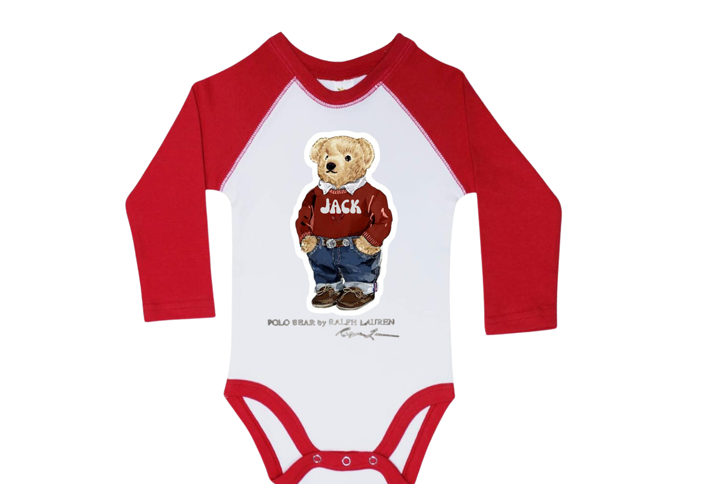 FASHION BEAR PERSONALIZED RAGLAN ONESIE