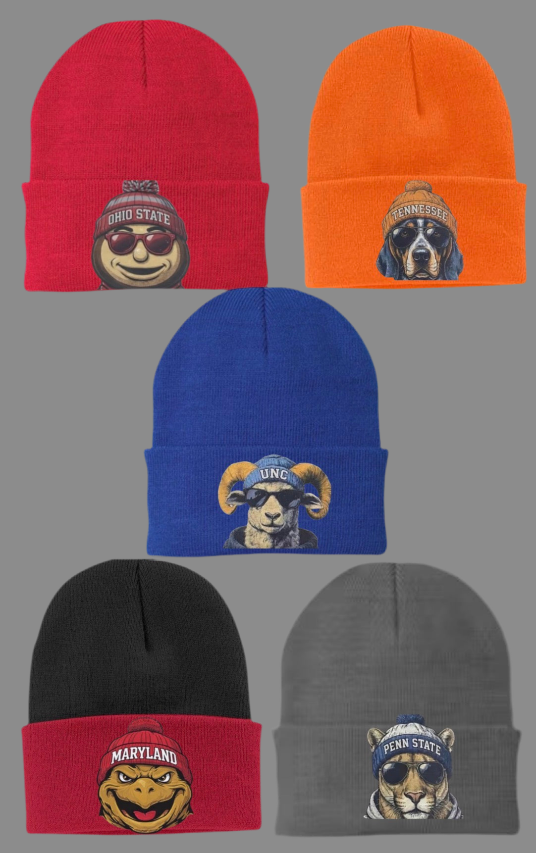 CUSTOM COLLEGE MASCOT BEANIE HAT UNISEX
