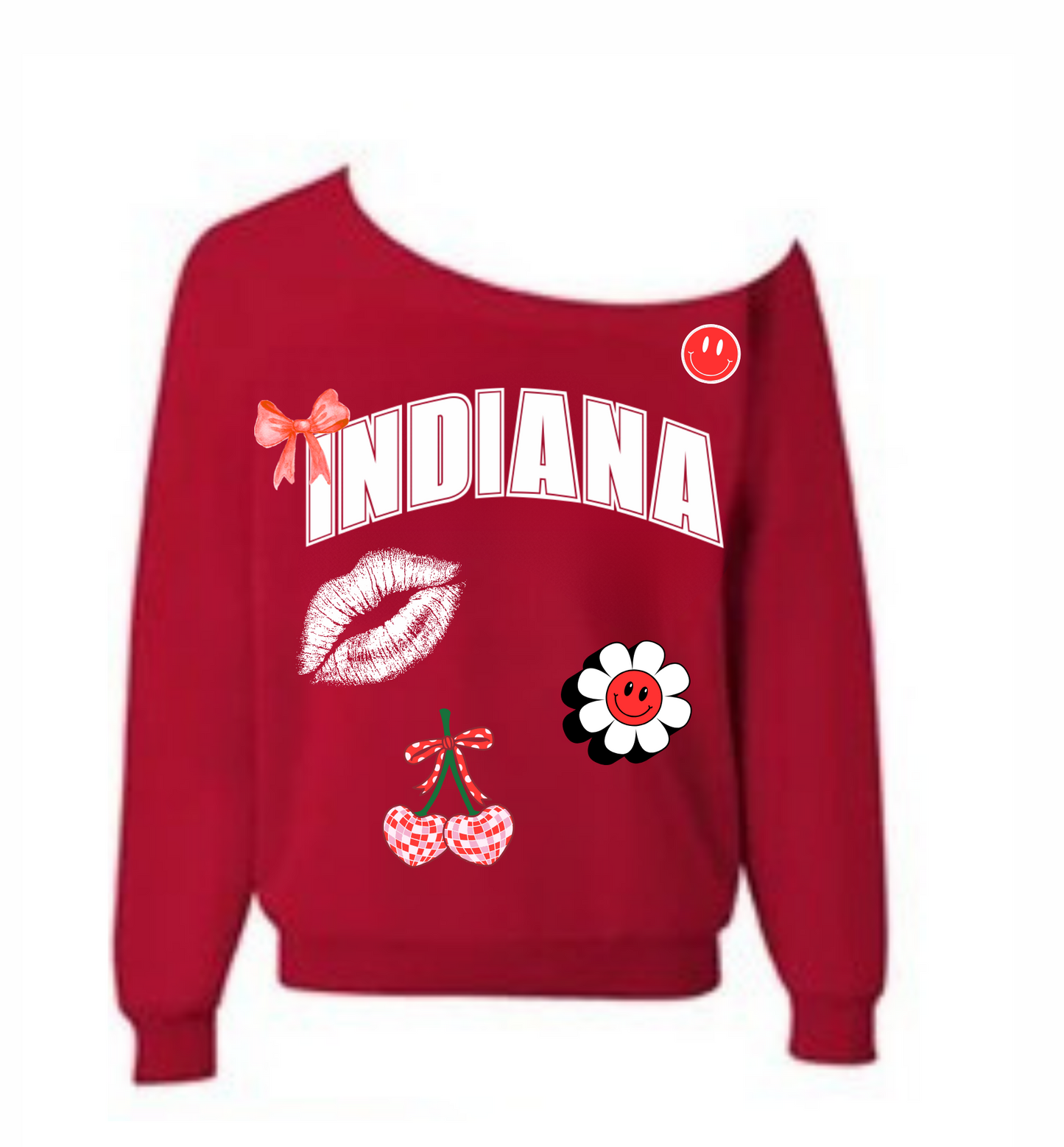 COLLEGE OFF SHOULDER SWEATSHIRT