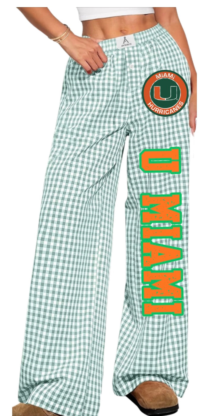 GINGHAM COTTON SCHOOL NAME PAJAMA PANTS