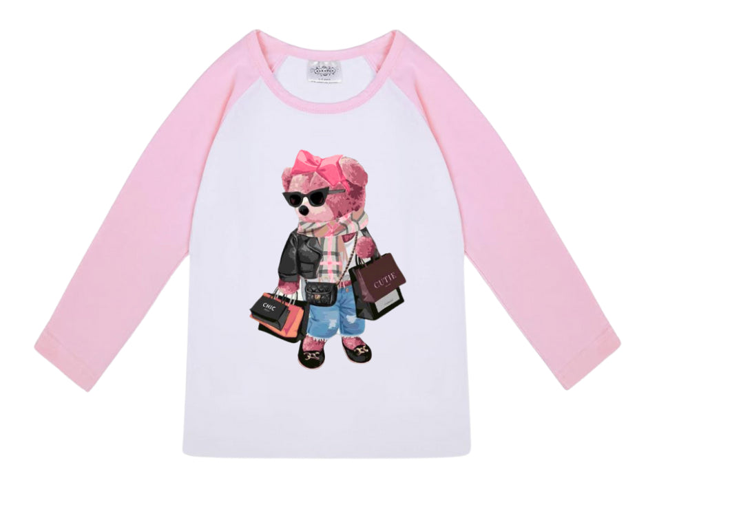 CUSTOM BEAR RAGLAN WITH NAME COLOR TODDLER