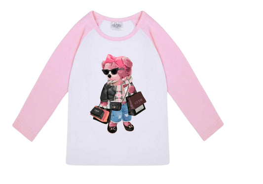 CUSTOM BEAR RAGLAN WITH NAME COLOR TODDLER
