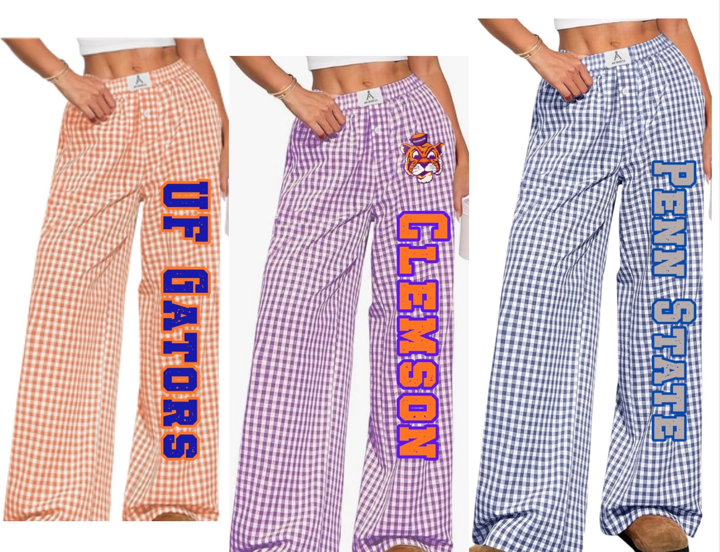 GINGHAM COTTON SCHOOL NAME PAJAMA PANTS