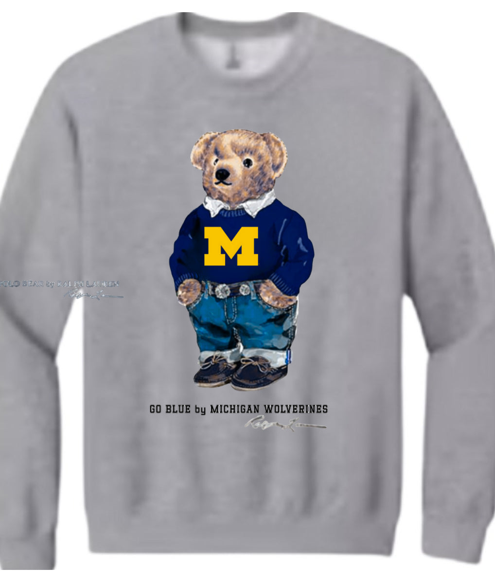 CUSTOM COLLEGE POLO BEAR SWEATSHIRT OR TEE