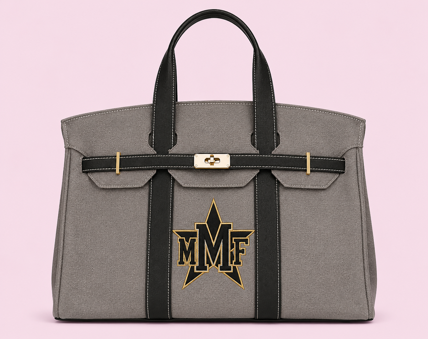 Canvas embroidered tote with gold, buckle, hardware, and raw edge trim Show it off College Mom weekend, Move in, Graduation