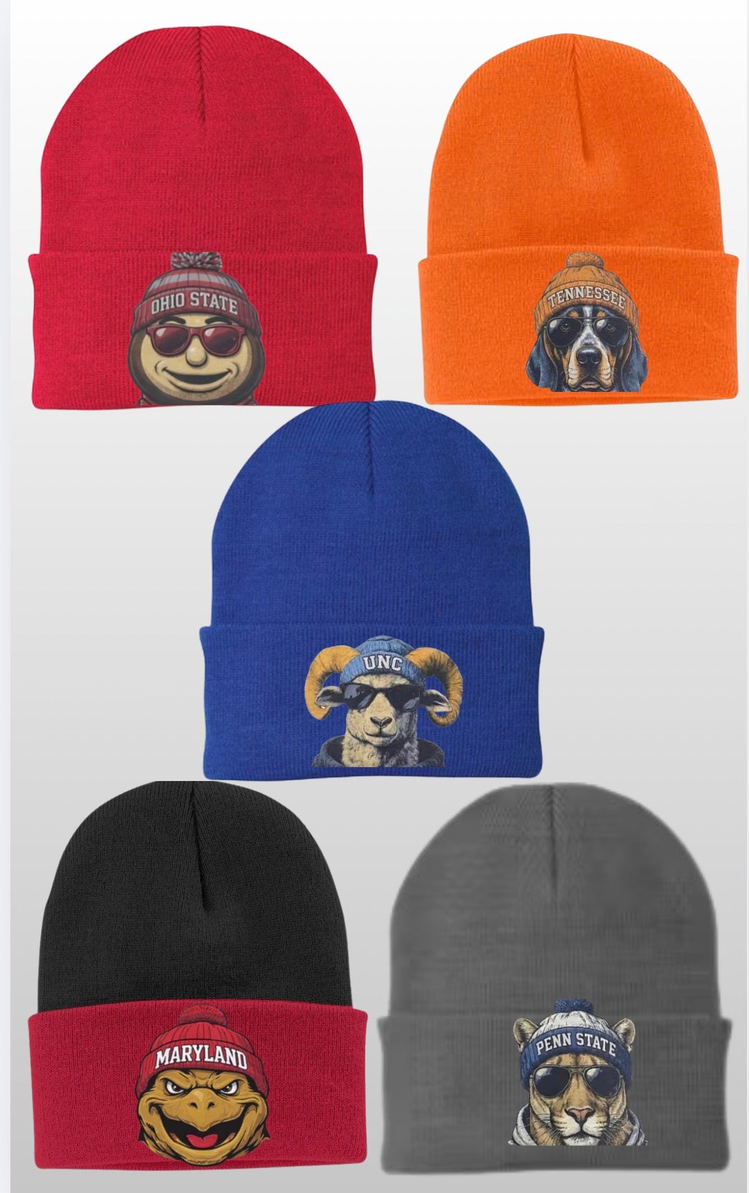 CUSTOM COLLEGE MASCOT BEANIE HAT UNISEX