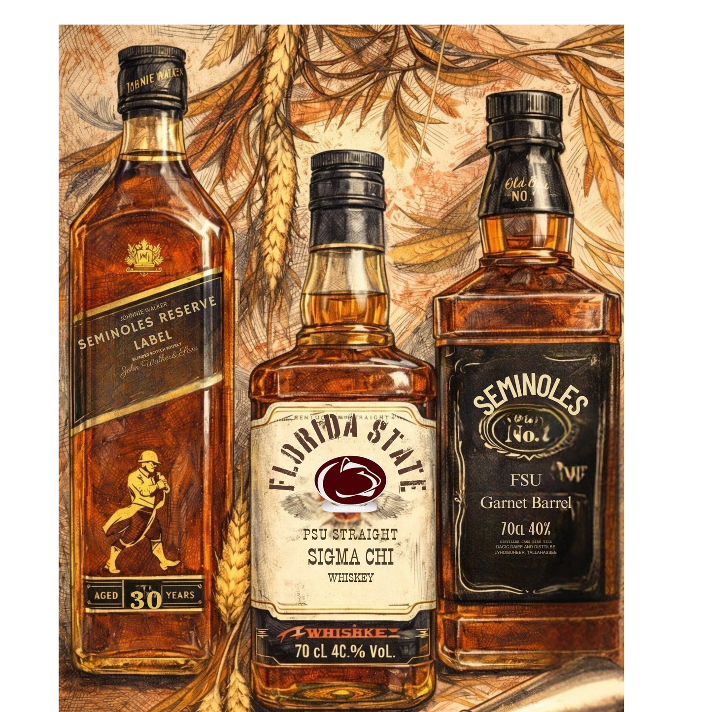Bourbon Whiskey Artwork Mixed Media College PRINT on paper / Dorm Decor and Graduation Gift