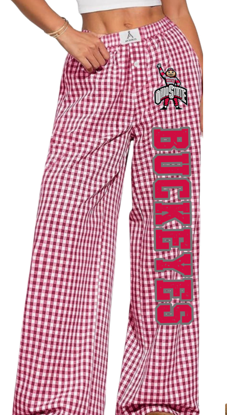 GINGHAM COTTON SCHOOL NAME PAJAMA PANTS