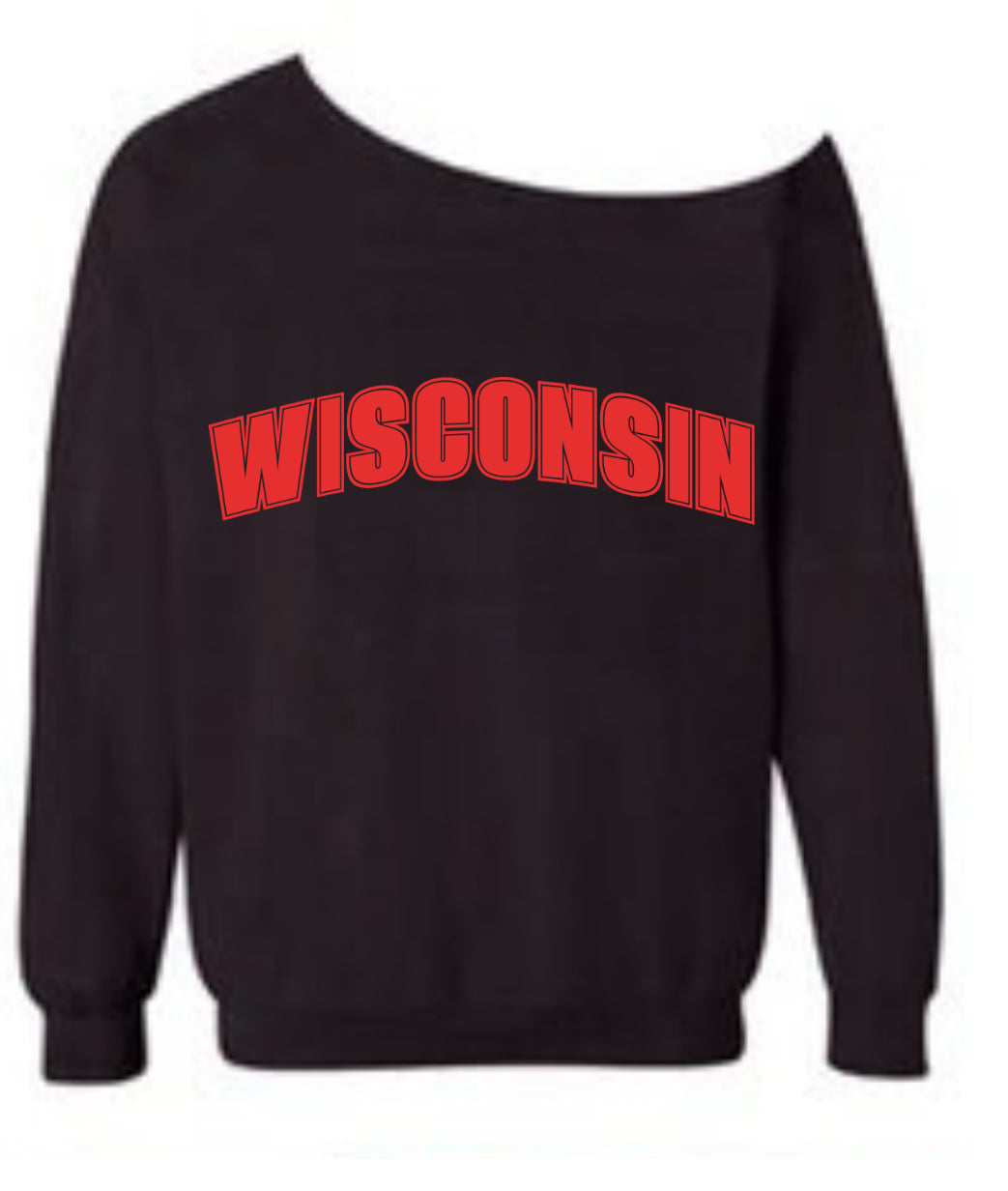 COLLEGE OFF SHOULDER SWEATSHIRT