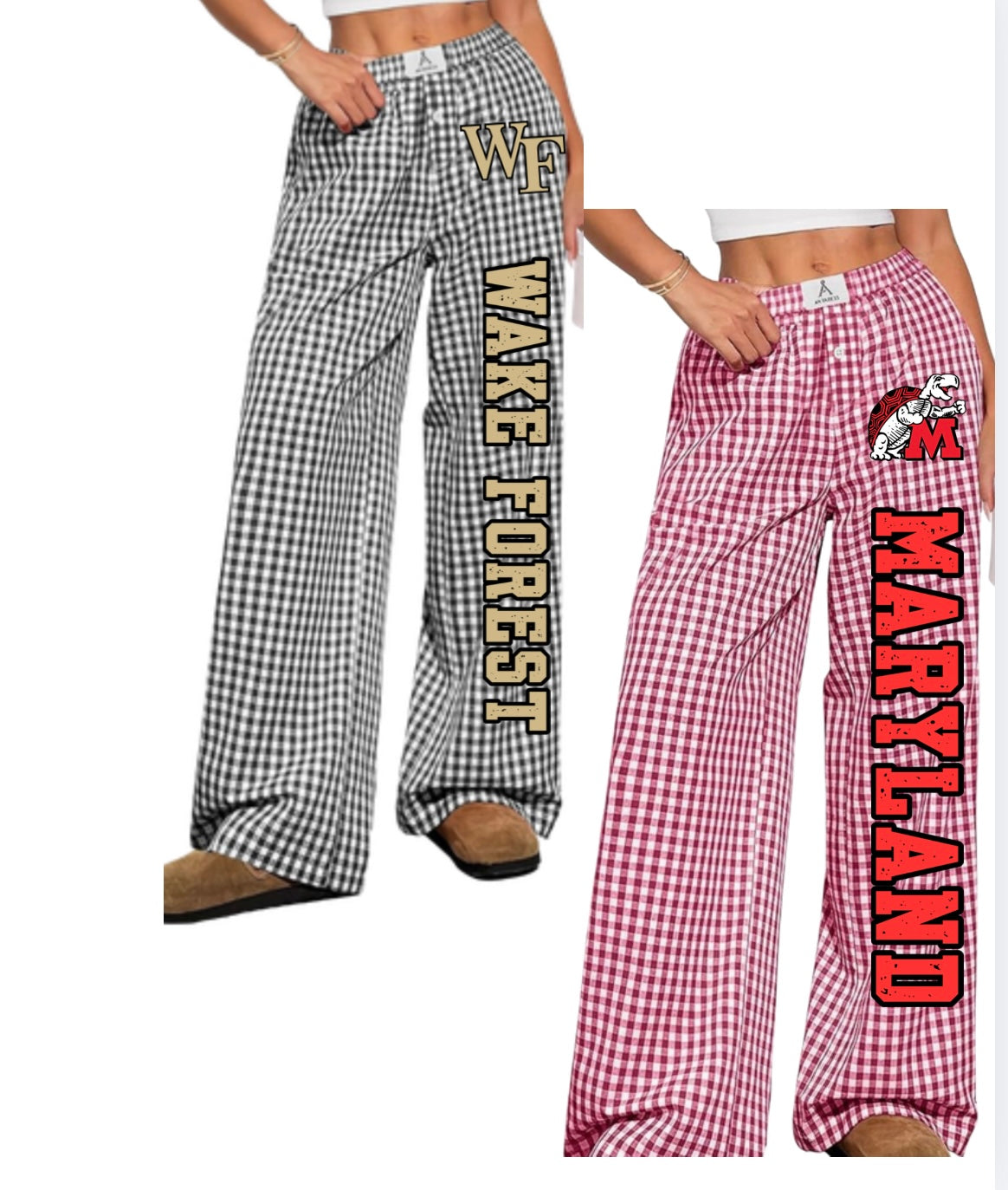 GINGHAM COTTON SCHOOL NAME PAJAMA PANTS