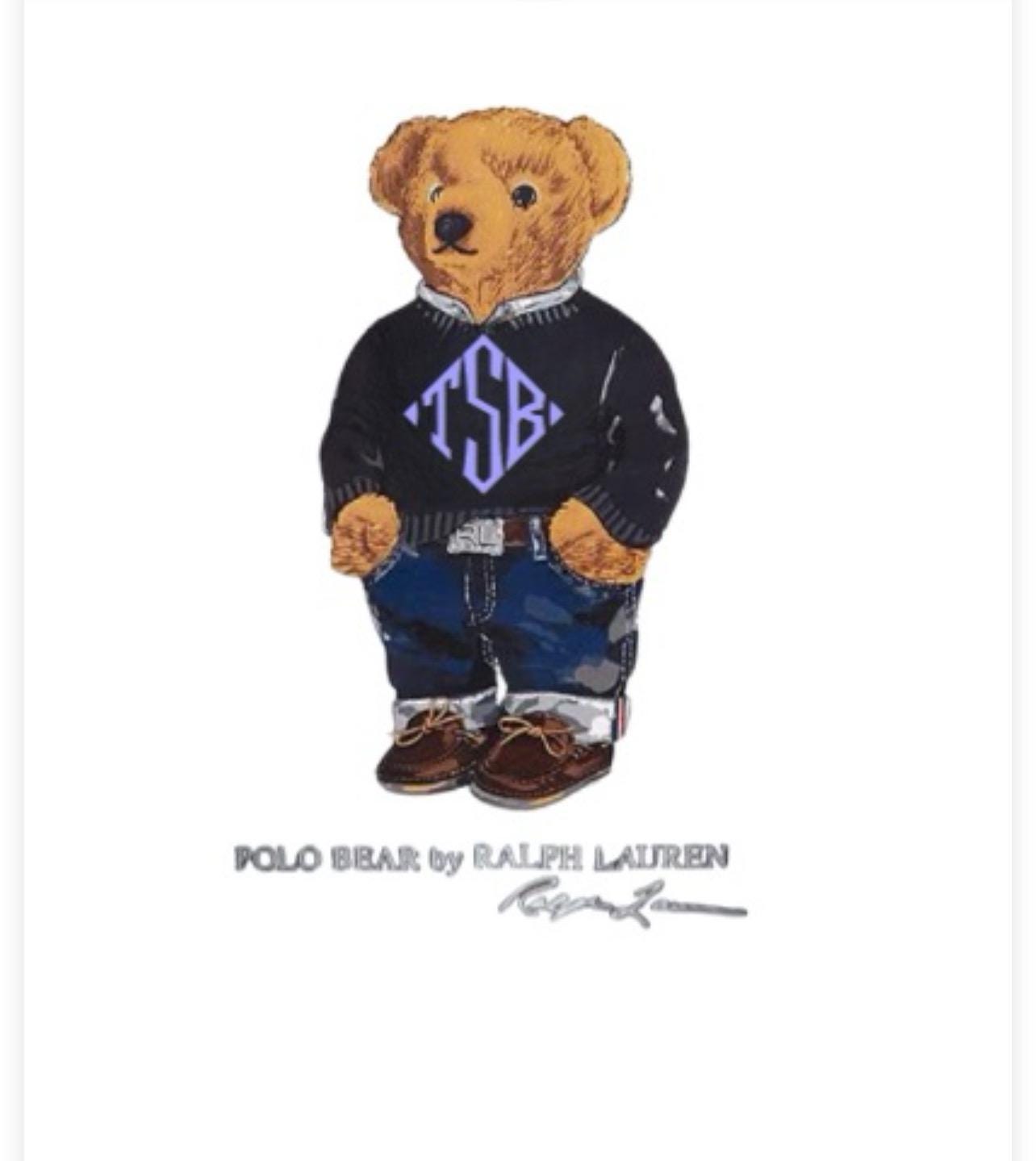 VINTAGE POLO BEAR CREW SWEATSHIRT COLLEGE