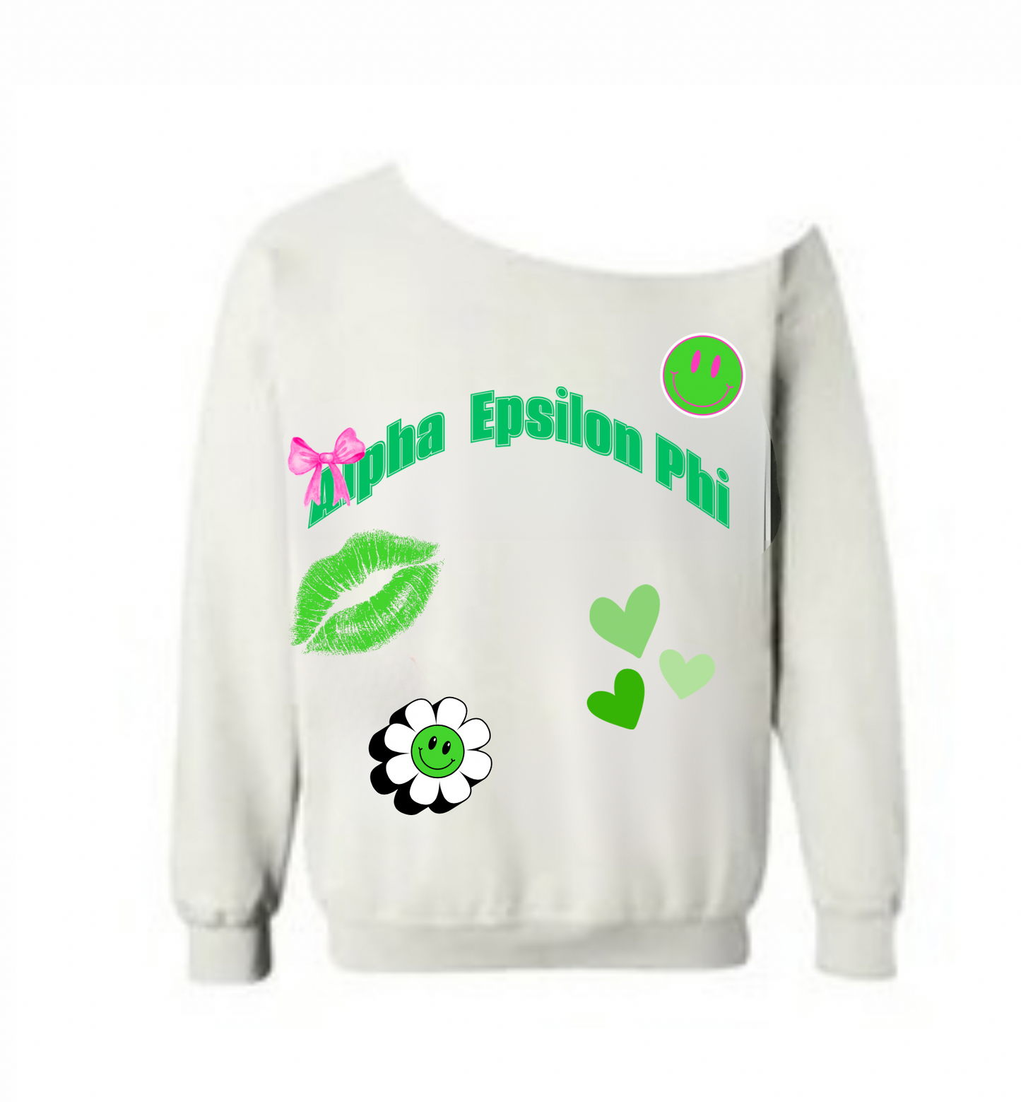 COLLEGE OFF SHOULDER SWEATSHIRT
