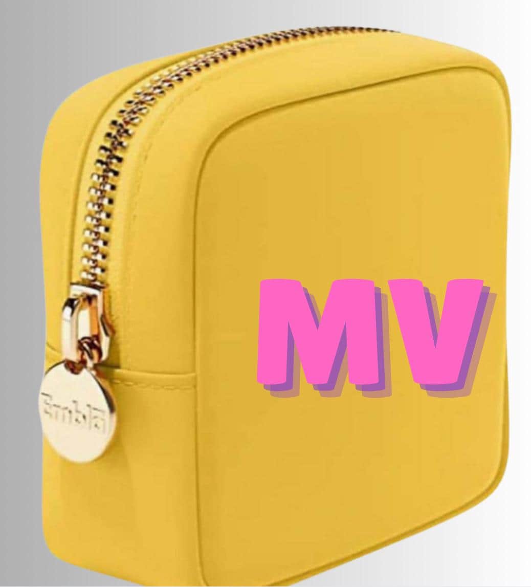 PERSONALIZED COLLEGE LOGO OR MONOGRAM MINI COSMETIC CASE