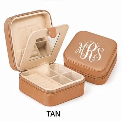 Personalized travel jewelry box with zipper