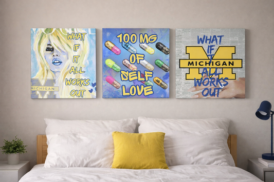 Wall Decor 3 pc College or Apt mixed media canvases Fully Customizable add name, college, grad year  upgrade to  glitter resin or canvas only
