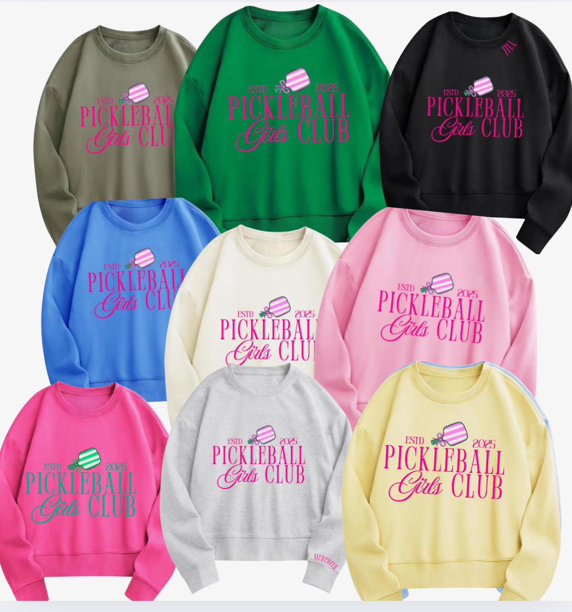 PICKLEBALL "GIRLS CLUB" CREWNECK SWEATSHIRT