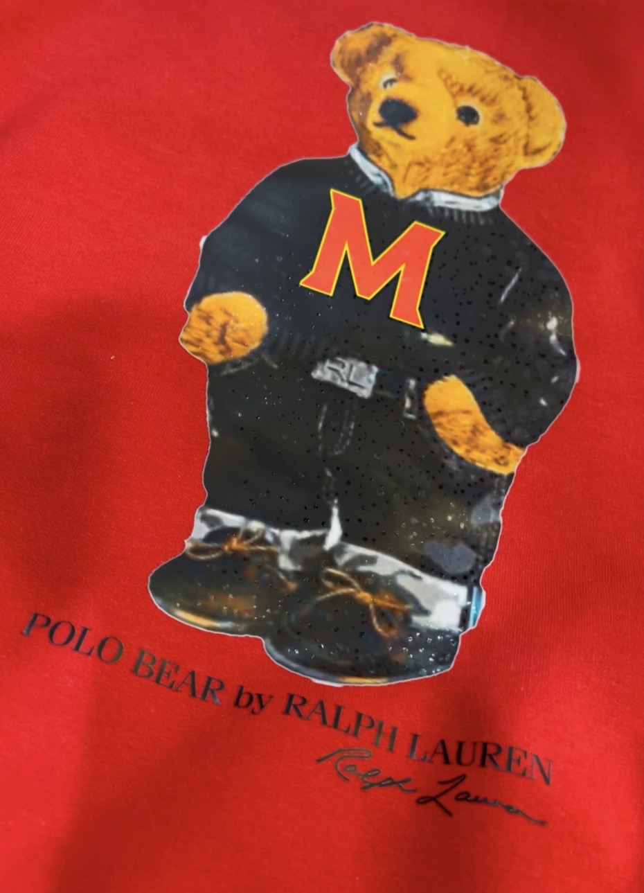 CUSTOM COLLEGE POLO BEAR SWEATSHIRT OR TEE