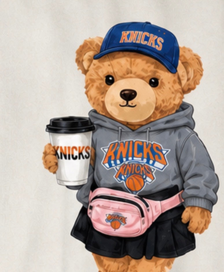 Knicks or any team  BEAR SWEATSHIRT OR tank top or tee adults. Kids, infants