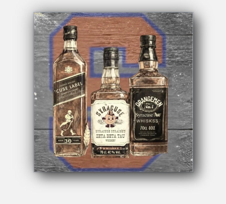 Bourbon Whiskey Artwork Mixed Media College PRINT on paper / Dorm Decor and Graduation Gift