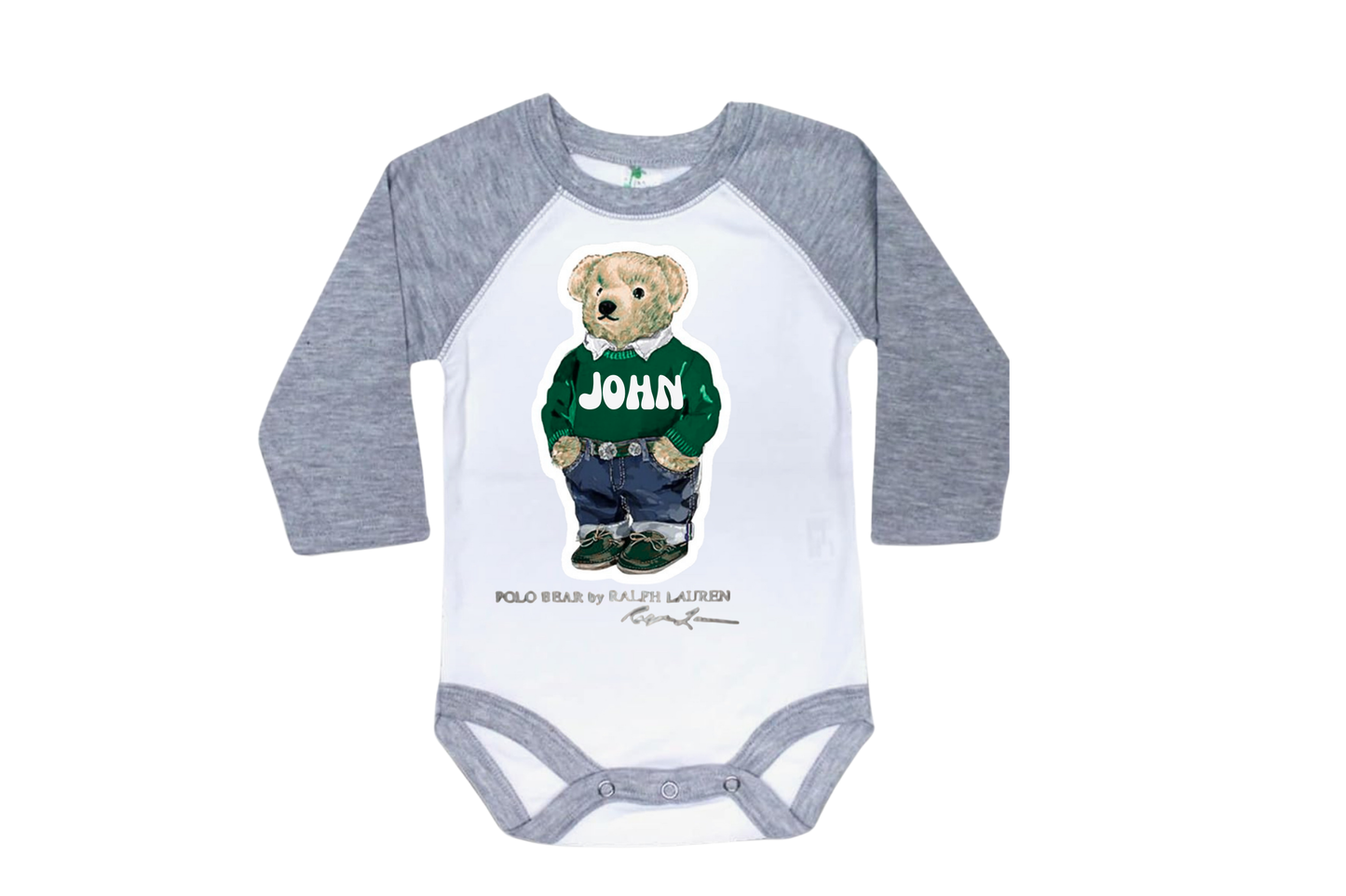 FASHION BEAR PERSONALIZED RAGLAN ONESIE