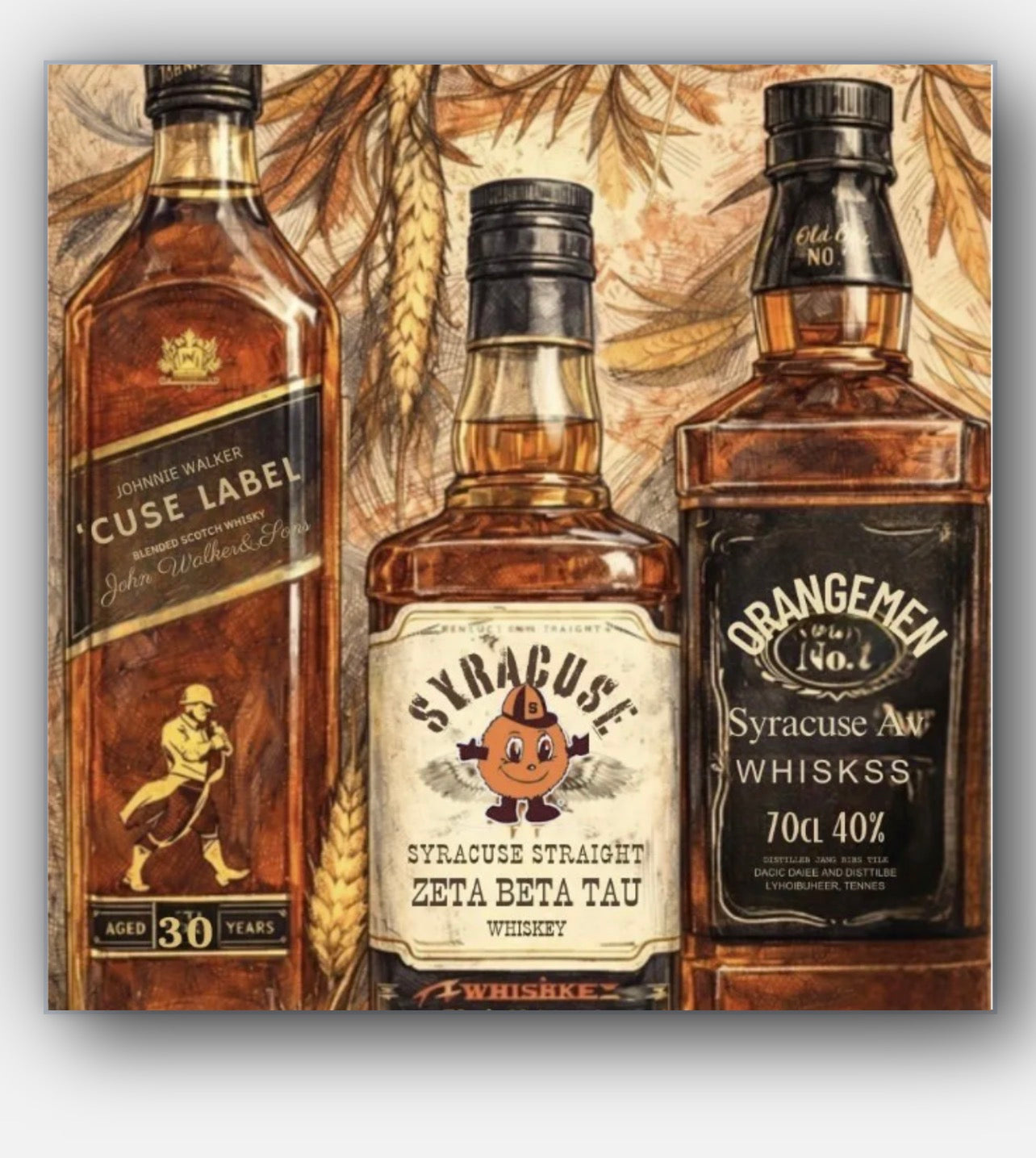 Bourbon Whiskey Artwork Mixed Media College PRINT on paper / Dorm Decor and Graduation Gift