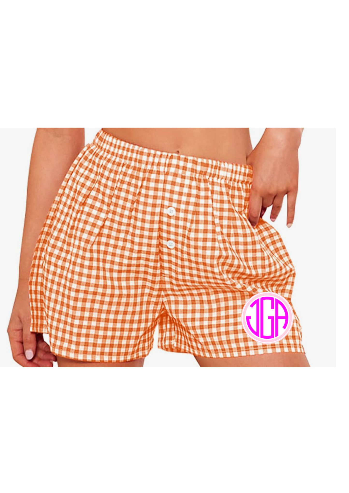 GINGHAM BOXER SHORTS COLLEGE TEAM CAMP CUSTOMIZABLE
