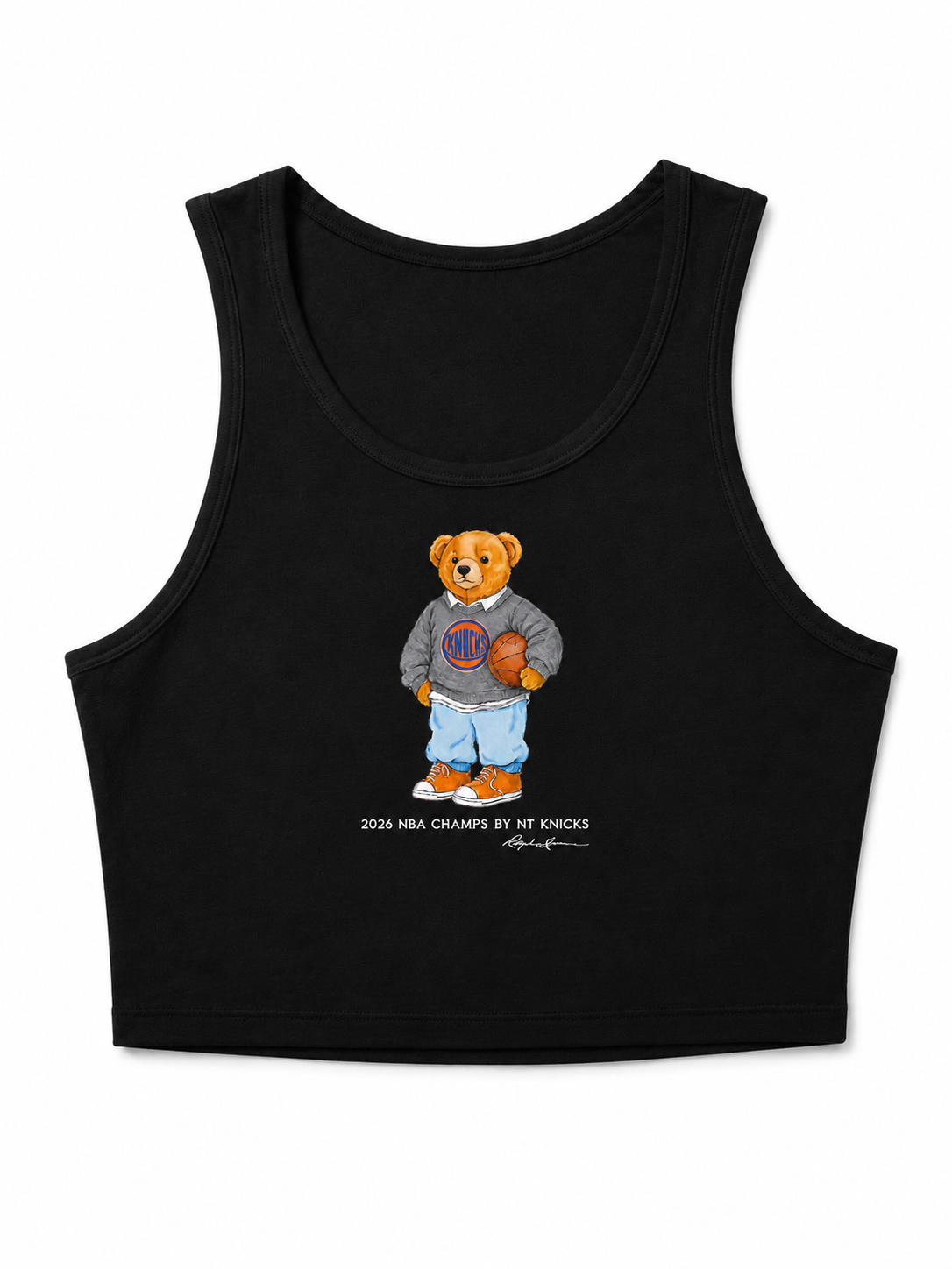 Knicks or any team  BEAR SWEATSHIRT OR tank top or tee adults. Kids, infants