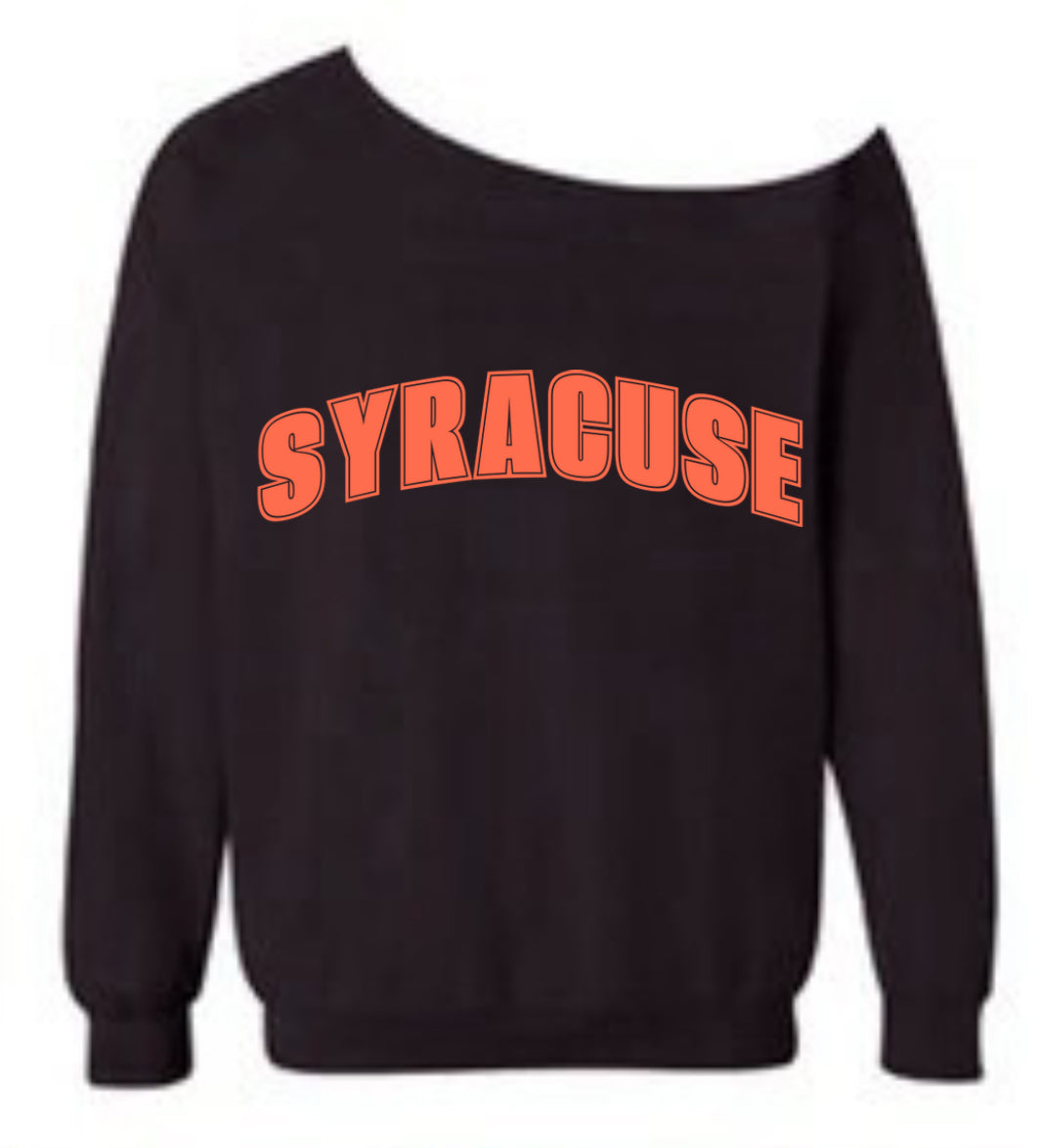 COLLEGE OFF SHOULDER SWEATSHIRT