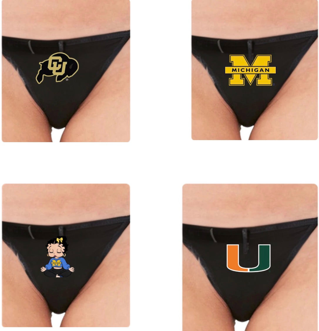 CUSTOM COLLEGE THONG, BOY SHORTS OR CAMI SET