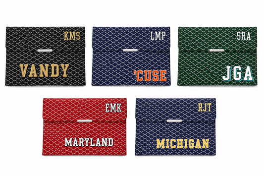 Collection of personalized laptop covers with magnetic close  with any  names and colors on a white background.