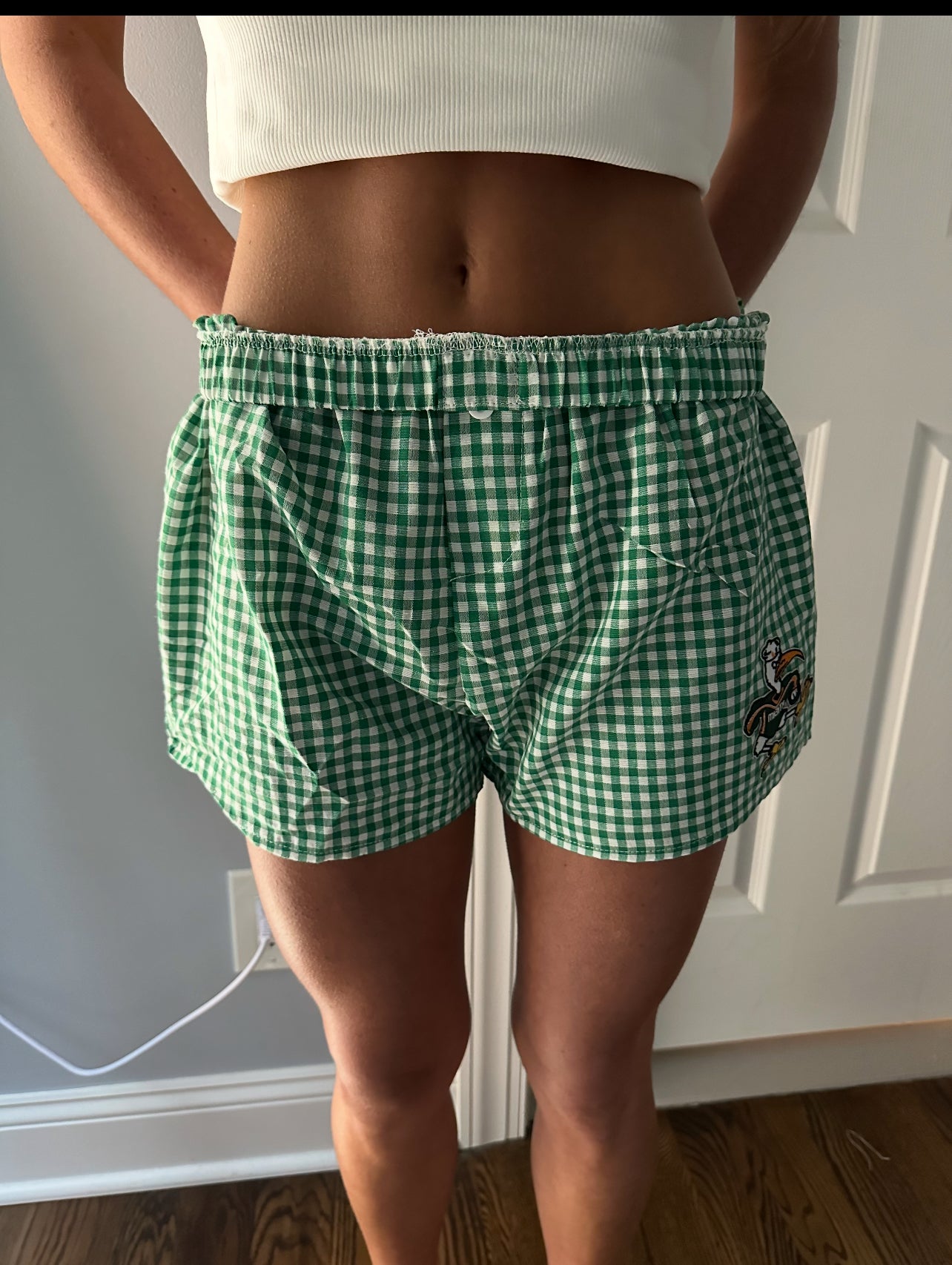 GINGHAM BOXER SHORTS COLLEGE TEAM CAMP CUSTOMIZABLE