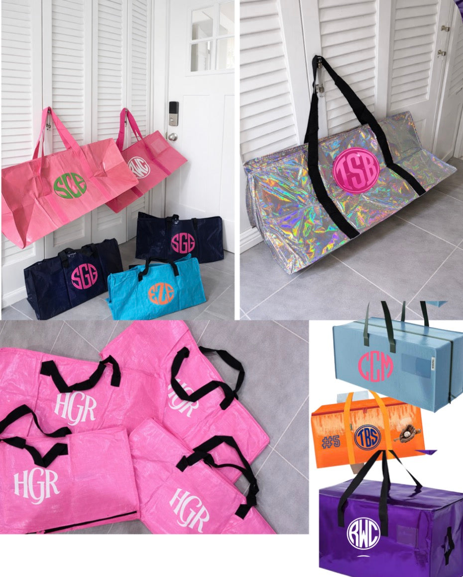 Personalized Dorm Packing Bags | College Move-In Storage Set 29”| Custom Name or Monogram | Senior Graduation Gift | Preppy Jumbo Storage Tote (dance team, bridal/bachelorette weekend
