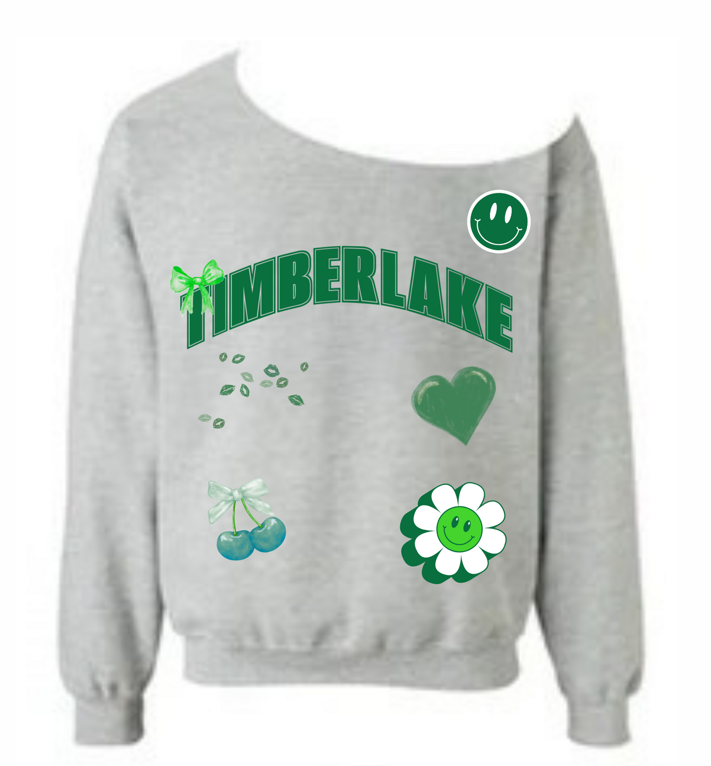 COLLEGE OFF SHOULDER SWEATSHIRT