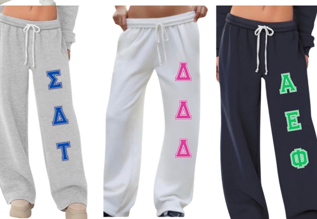CUSTOM WIDE LEG SWEATPANTS SORORITY, COLLEGE, CAMP, TEAMS