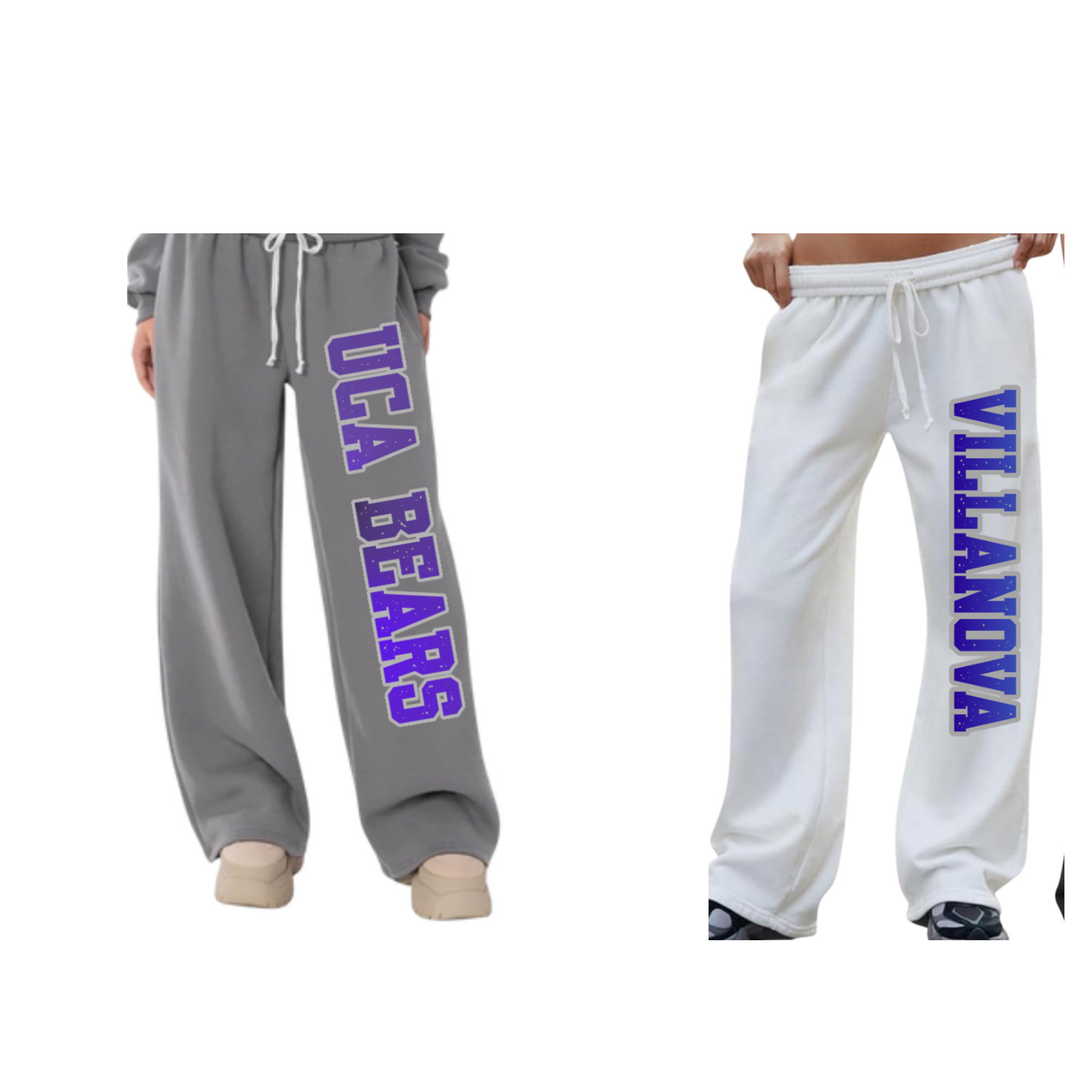 CUSTOM WIDE LEG SWEATPANTS COLLEGE, CAMP, TEAM