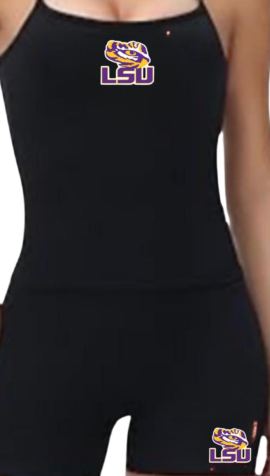 COLLEGE SET SPAGHETTI TANK OR SHORT SLEEVE WITH SLIM LOW WAIST FOLD SHORTS