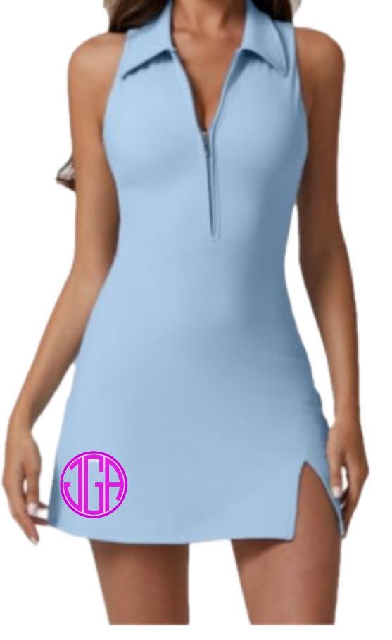 MONOGRAM PICKLEBALL ZIP FRONT POLO COLLAR DRESS