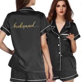 Bride’s 2pc Pajama Short Set for Bridal Party – Custom Bride & Bridesmaid Gifts (optional add your sorority Greek letters)